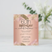60e verjaardag Roze Glitter Party Budget Invitatio (Staand voorkant)
