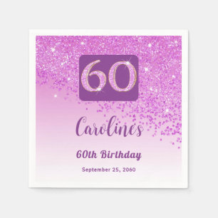 60e Verjaardag  Roze Glitter Servetten