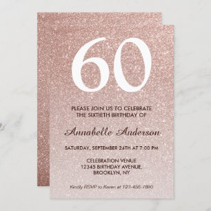 60e verjaardag Roze Rose Gold Glitter Sparkle Ombr Kaart