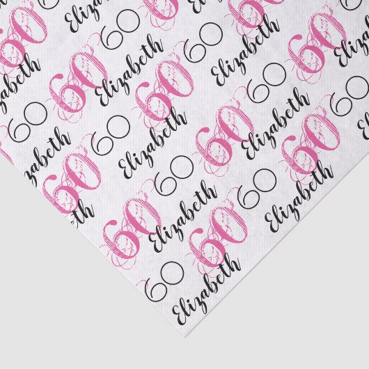 60e verjaardag Roze Stijlvol Custom Tissue Paper Tissuepapier (Detail)