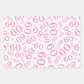 60e verjaardag Roze/White Random Number Pattern 60 Inpakpapier Vel (Voorkant 3)