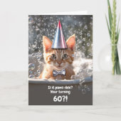 60e verjaardag Schattige en grappig kitten in bubb Kaart (Voorkant)