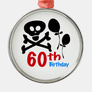60e verjaardag schedelbeenderen metalen ornament
