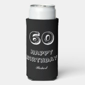 60e verjaardag script aangepaste naam zwart wit (Seltzer Achterkant)