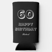 60e verjaardag script aangepaste naam zwart wit (Achterkant)
