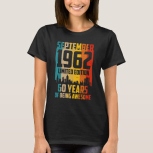 60e verjaardag september 1962 60 jaar oud t-shirt