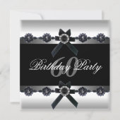 60e verjaardag Silver Black White Diamond Kaart (Voorkant)