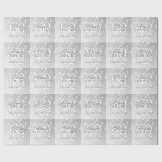 60e verjaardag Silver Bokeh Sparkle Lights Cadeaupapier (Vlak)