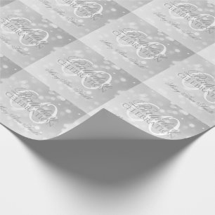 60e verjaardag Silver Bokeh Sparkle Lights Cadeaupapier