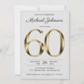 60e verjaardag Solid Gold Light Grey Elegant Class Kaart (Voorkant)