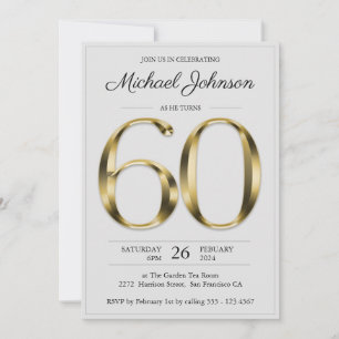 60e verjaardag Solid Gold Light Grey Elegant Class Kaart