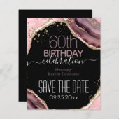 60e verjaardag Sparen de Datum roze Agate Begrotin (Voorkant / Achterkant)