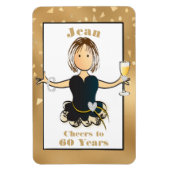 60e Verjaardag Sparkle Funny Cheers naar 60 Cartoo Magneet (Verticaal)