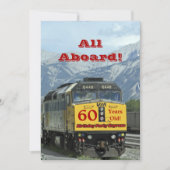 60e verjaardag Spoorwegtrein Gele motor Kaart (Voorkant)