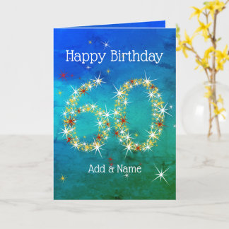 60e verjaardag - Sterrennummers - Blauw groen - 60 Kaart