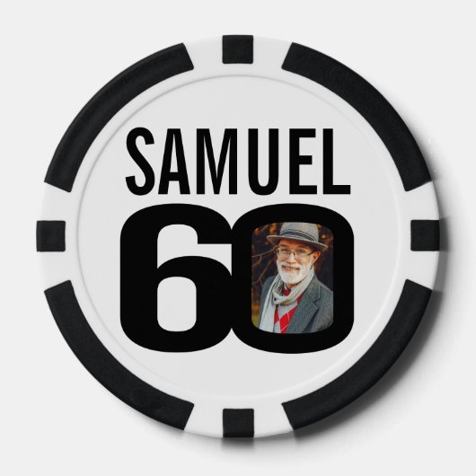 60e verjaardag twee aangepaste foto's zwart-wit poker chips (Voorkant)