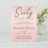 60e Verjaardag Uitnodiging Printable Roos Gold Six (Staand voorkant)