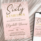 60e Verjaardag Uitnodiging Printable Roos Gold Six