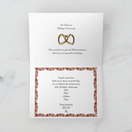 60e verjaardag uitnodiging rode zwarte kaart (Binnen)