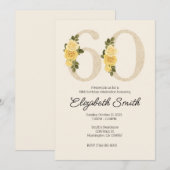 60e Verjaardag Uitnodiging Sjabloon Bloemen (Voorkant / Achterkant)
