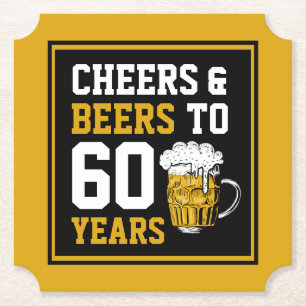 60e verjaardag van de borst en bier tot 60 jaar kartonnen onderzetters