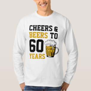 60e verjaardag van de borst en bier tot 60 jaar t-shirt