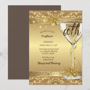 60e verjaardag van de legant Gold Swirls Flowers i Kaart