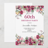 60e verjaardag van de Waterverf Floral Kaart (Voorkant / Achterkant)