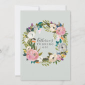 60e verjaardag van geverfde Floral Kaart (Achterkant)