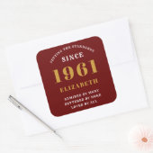 60e verjaardag van Red Gold lady's Personalized Vierkante Sticker (Envelop)
