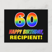 60e verjaardag: Vet, Leuk, Eenvoudig, Regenboog 60 Briefkaart (Voorkant)