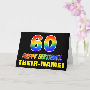 60e verjaardag: Vet, Leuk, Eenvoudig, Regenboog 60 Kaart