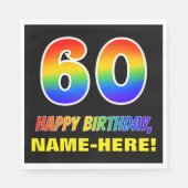 60e verjaardag: Vet, Leuk, Eenvoudig, Regenboog 60 Servet (Voorkant)