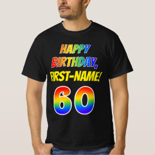 60e verjaardag — Vet, vun, regenboog 60, aangepast T-shirt