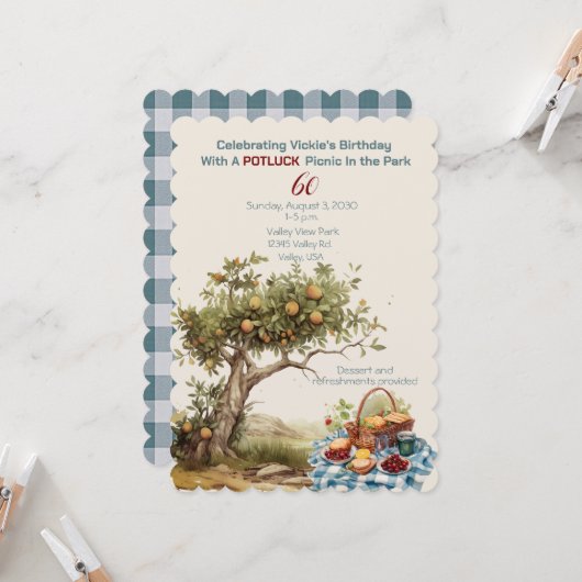 60e verjaardag viering picknick in het park kaart (Voorkant / Achterkant in situ)