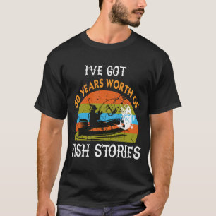 60e verjaardag visser T-shirt Funny Bass vissen