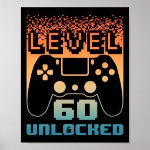 60e verjaardag voor mannen level 60 ontgrendeld ga poster