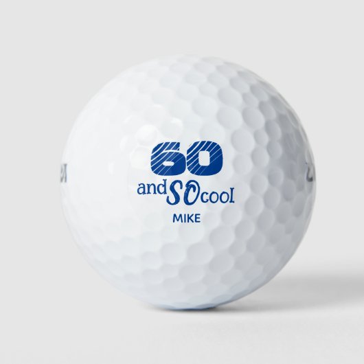 60e verjaardag Vriendschap Gift – Blue Cool 60 jaa Golfballen (Voorkant)