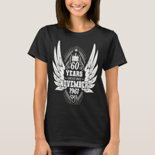 60e verjaardag vrouwen angel wings t-shirt