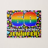 60e verjaardag — Vun, liefhebbende hartvormen + "6 Legpuzzel (Horizontaal)