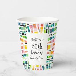 60e verjaardag Waterverf geometrisch patroon Papieren Bekers