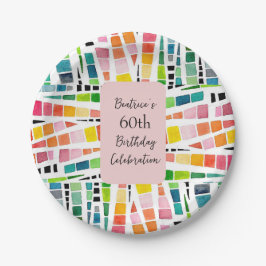 60e verjaardag Waterverf geometrisch patroon Papieren Bordje