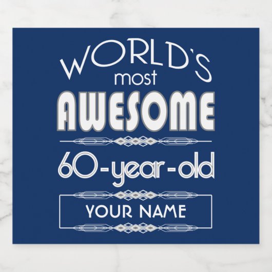 60e verjaardag werelden Best Fabulous donkerblauw Bier Etiket (Enkel label)