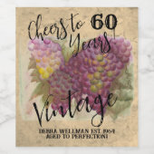 60e Verjaardag   Wijnlabel Wijn Etiket (Enkel label)