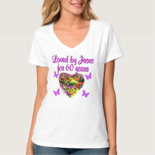 60E VERJAARDAG WILDE BLOEM FOTO T-SHIRT