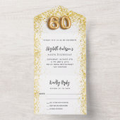 60e verjaardag witgouden feest RSVP All In One Uitnodiging (Binnen)