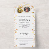 60e verjaardag witte gouden sterren foto feest RSV All In One Uitnodiging (Binnen)