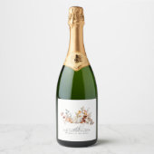 60e Verjaardag Witte Pompoen Herfst Bloemen Aangep Sparkling Wijnetiket (Voorkant)