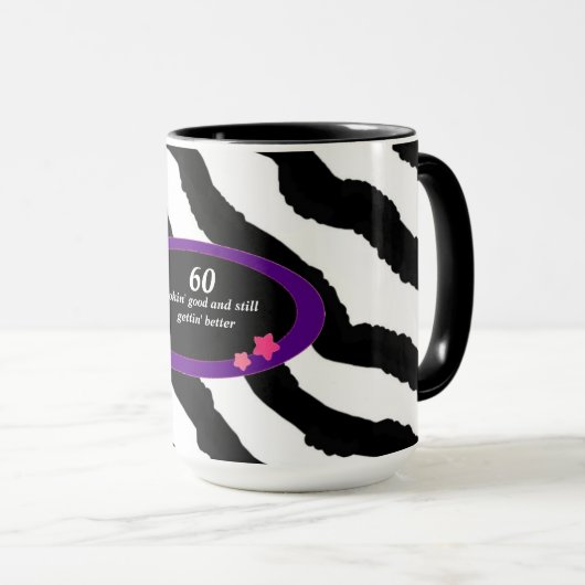 60e verjaardag Zebra afdrukken Mok (Voorkant rechts)