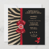 60e verjaardag Zebra Red Bow & Diamonds Kaart (Achterkant)